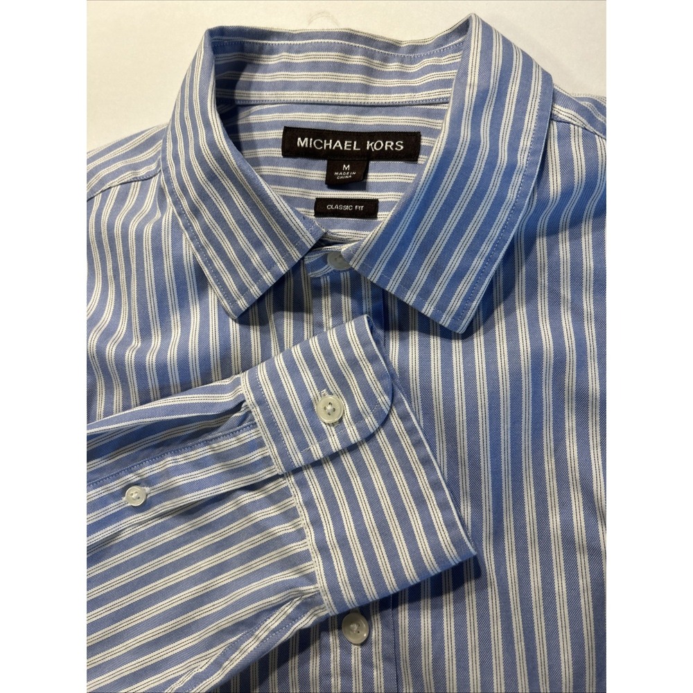 Michael Kors Men Striped Button Down Long Sleeve Shirt Size M